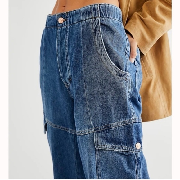 Free People Denim - NWT FREE PEOPLE All Star Pull-on Jeans, XS, Utility Cargo Denim Baggy Y2K